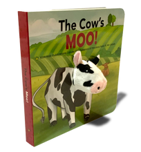 Load image into Gallery viewer, The Cow&#39;s Moo finger puppet board book